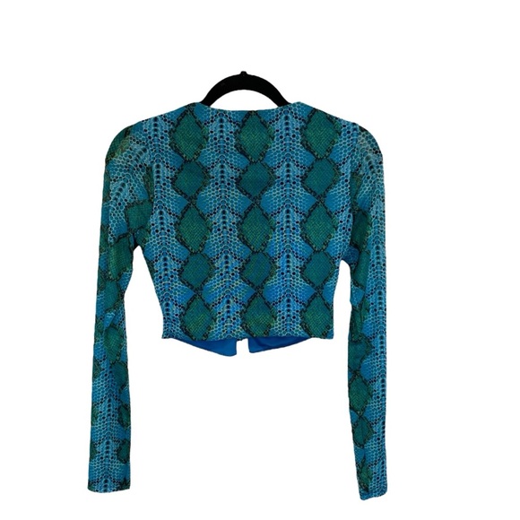 AFRM Aida Lace-Up Mesh Snake Print Crop Top - Picture 6 of 8